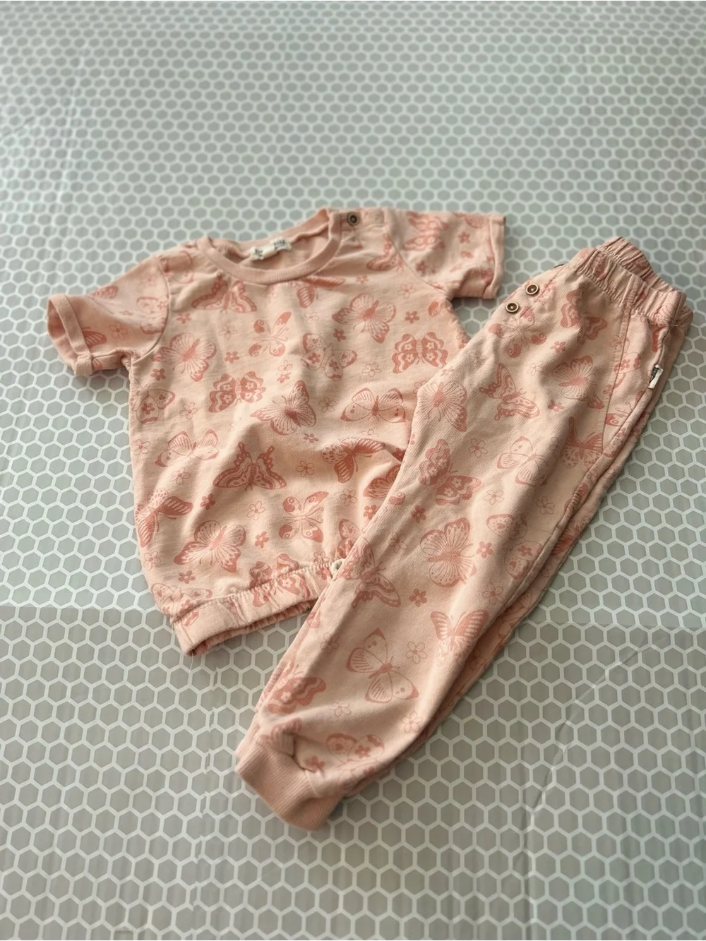 Rabbit & Bear Girls Peach Butterfly Two-Piece Set Size 4T